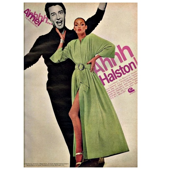 vintage Halston IV Dorian velour hostess dress caftan size large - Picture 9 of 14